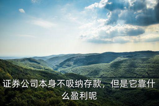 證券公司本身不吸納存款，但是它靠什么盈利呢