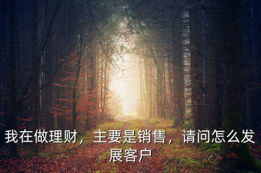 我在做理財(cái)，主要是銷售，請問怎么發(fā)展客戶