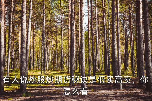 有人說炒股炒期貨秘訣是低買高賣，你怎么看