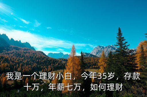 我是一個理財小白，今年35歲，存款十萬，年薪七萬，如何理財