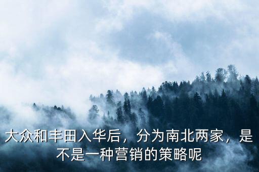 大眾和豐田入華后，分為南北兩家，是不是一種營銷的策略呢