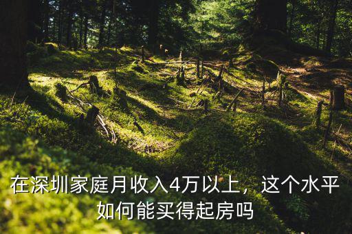 在深圳家庭月收入4萬以上，這個水平如何能買得起房嗎