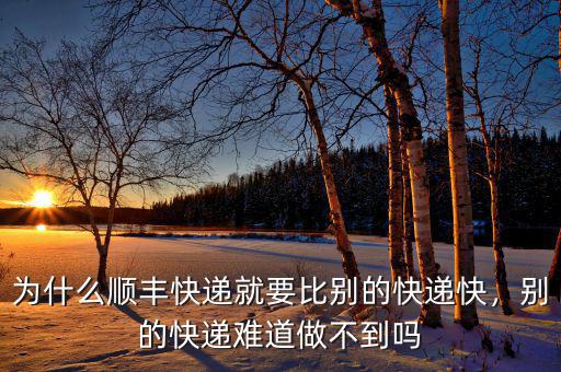 為什么順豐快遞就要比別的快遞快，別的快遞難道做不到嗎