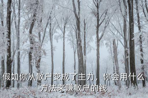 假如你從散戶變成了主力，你會(huì)用什么方法來(lái)賺散戶的錢