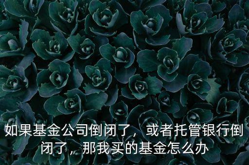 如果基金公司倒閉了，或者托管銀行倒閉了，那我買的基金怎么辦