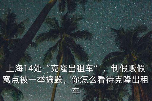 上海14處“克隆出租車”，制假販假窩點(diǎn)被一舉搗毀，你怎么看待克隆出租車