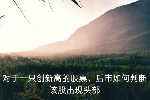 對(duì)于一只創(chuàng)新高的股票，后市如何判斷該股出現(xiàn)頭部