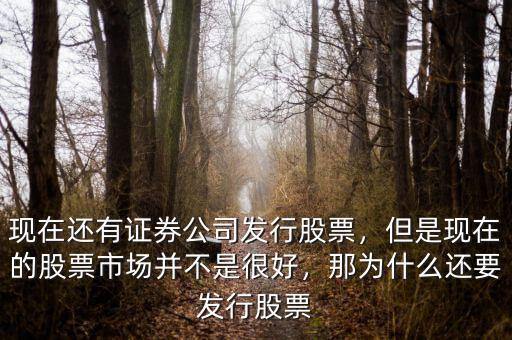 現在還有證券公司發(fā)行股票，但是現在的股票市場并不是很好，那為什么還要發(fā)行股票