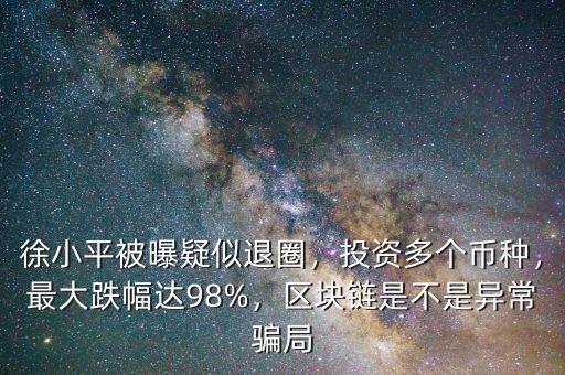 徐小平被曝疑似退圈，投資多個幣種，最大跌幅達(dá)98%，區(qū)塊鏈?zhǔn)遣皇钱惓ｒ_局