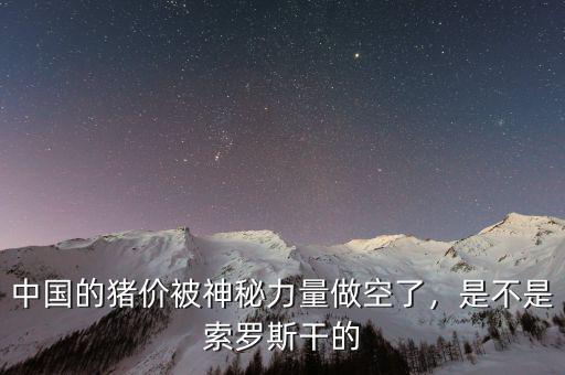 中國(guó)的豬價(jià)被神秘力量做空了，是不是索羅斯干的