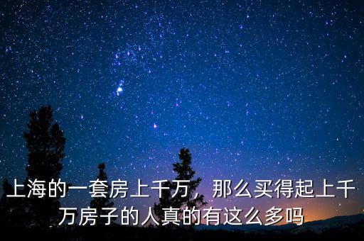 上海的一套房上千萬，那么買得起上千萬房子的人真的有這么多嗎