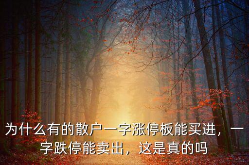 為什么有的散戶一字漲停板能買進(jìn)，一字跌停能賣出，這是真的嗎