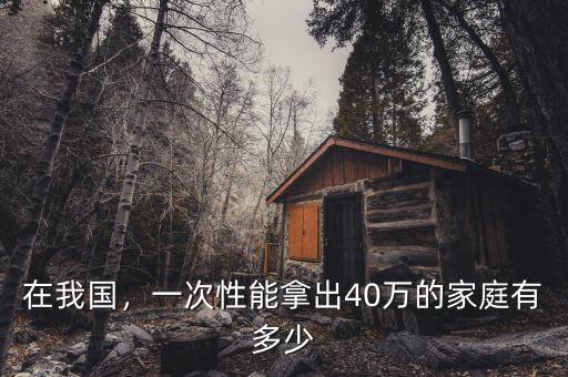 在我國，一次性能拿出40萬的家庭有多少