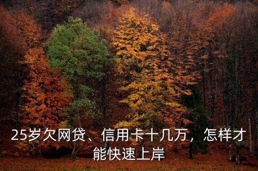 25歲欠網(wǎng)貸、信用卡十幾萬，怎樣才能快速上岸