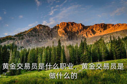 黃金交易員是什么職業(yè)，黃金交易員是做什么的