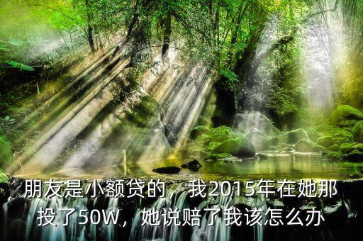 朋友是小額貸的，我2015年在她那投了50W，她說賠了我該怎么辦