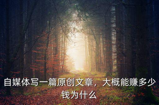 自媒體寫一篇原創(chuàng)文章，大概能賺多少錢為什么