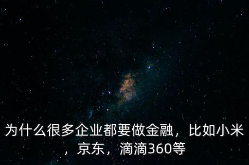 為什么很多企業(yè)都要做金融，比如小米，京東，滴滴360等