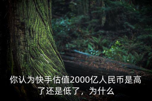 你認(rèn)為快手估值2000億人民幣是高了還是低了，為什么