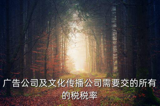 廣告公司交什么稅，廣告公司及文化傳播公司需要交的所有的稅稅率