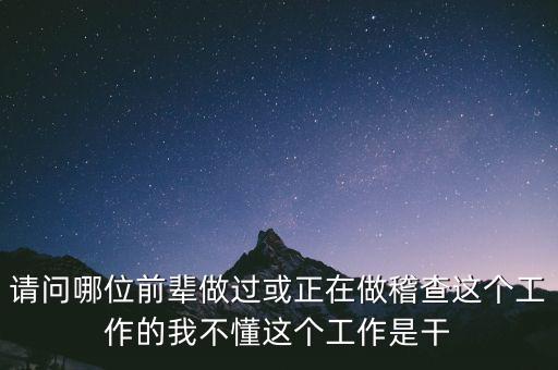 請(qǐng)問(wèn)哪位前輩做過(guò)或正在做稽查這個(gè)工作的我不懂這個(gè)工作是干