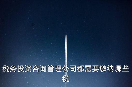 咨詢公司按什么納稅，稅務投資咨詢管理公司都需要繳納哪些稅