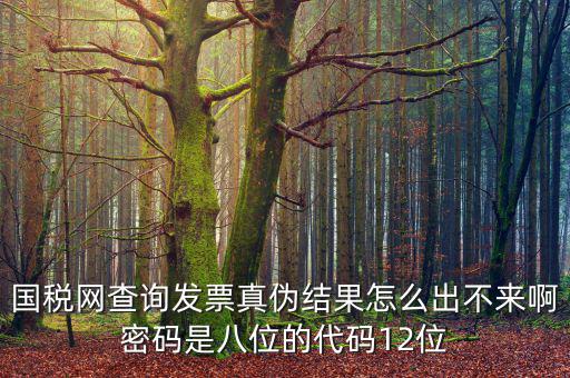 國(guó)稅局發(fā)票真?zhèn)尾樵兠艽a是什么，國(guó)稅網(wǎng)查詢發(fā)票真?zhèn)谓Y(jié)果怎么出不來(lái)啊密碼是八位的代碼12位