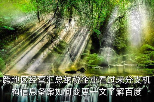 跨地區(qū)經營匯總納稅企業(yè)看過來分支機構信息備案如何變更一文了解百度