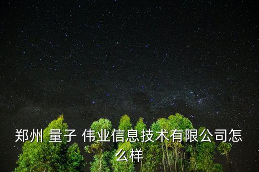 南京量子偉業(yè)怎么樣,鄭州量子偉業(yè)信息技術有限公司值得信賴