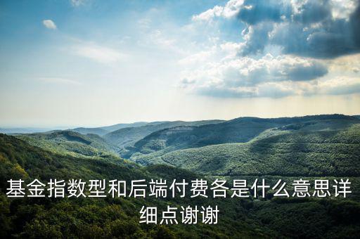基金表現(xiàn)費(fèi)是什么，基金指數(shù)型和后端付費(fèi)各是什么意思詳細(xì)點(diǎn)謝謝