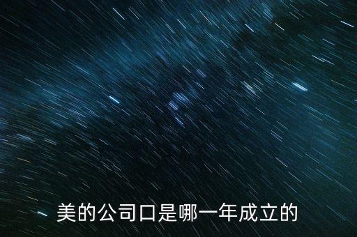 美的集團什么時候上市的，美的公司口是哪一年成立的
