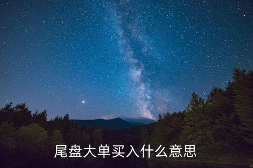 尾盤大買單什么意思，近尾盤掛大買單是啥意思