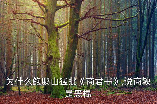 為什么鮑鵬山猛批《商君書》,說(shuō)商鞅是惡棍