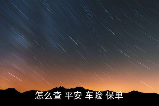 怎么查 平安 車(chē)險(xiǎn) 保單