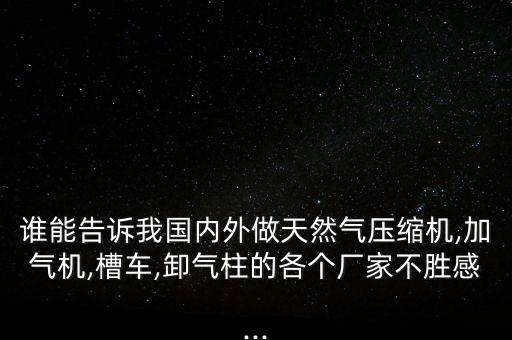 誰能告訴我國內(nèi)外做天然氣壓縮機(jī),加氣機(jī),槽車,卸氣柱的各個廠家不勝感...