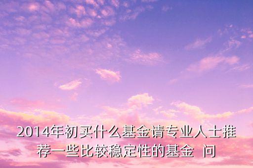 2014現在買什么基金最好，急求2014年什么基金好點謝謝