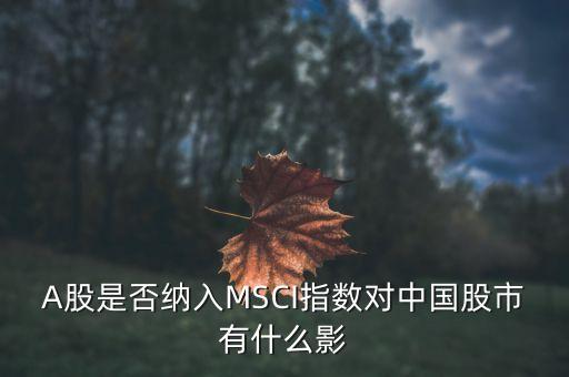 加入明晟指數(shù)有什么用，中國A股納入明晟會有什么影響