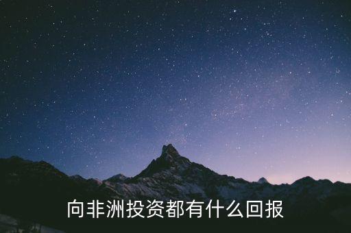 為什么捐給非洲600億，向非洲投資都有什么回報
