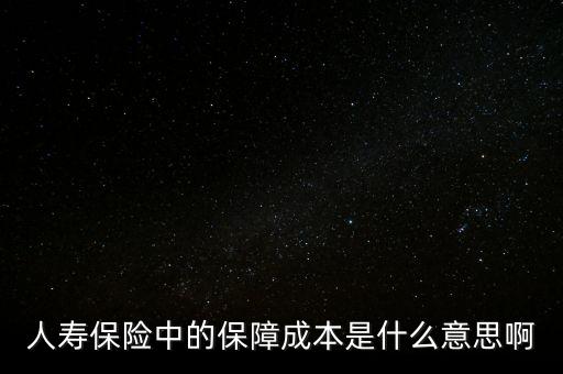 什么是保險(xiǎn)公司的保證成本，保險(xiǎn)中的保障成本是什么意思