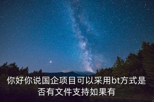 地主項(xiàng)目為什么要引進(jìn)行央企做bt，你好你說國企項(xiàng)目可以采用bt方式是否有文件支持如果有