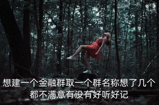 金融微信群取什么名字，想建一個(gè)金融群取一個(gè)群名稱(chēng)想了幾個(gè)都不滿(mǎn)意有沒(méi)有好聽(tīng)好記
