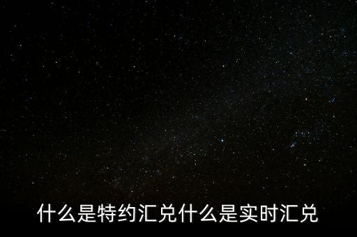 什么是特約匯兌什么是實(shí)時匯兌