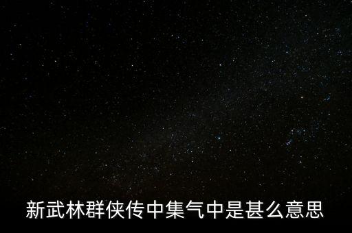 中集是什么意思，新武林群俠傳中集氣中是甚么意思