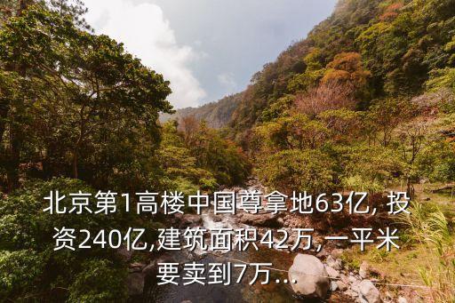 北京第1高樓中國(guó)尊拿地63億, 投資240億,建筑面積42萬(wàn),一平米要賣到7萬(wàn)...