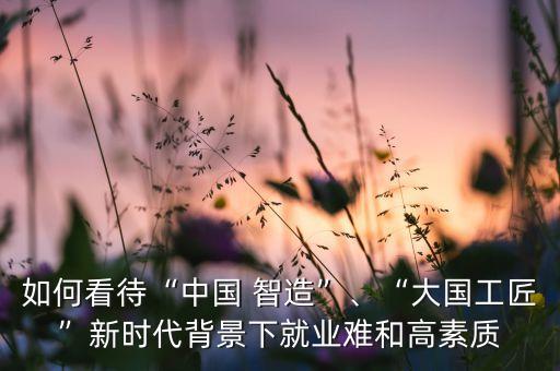 如何看待“中國(guó) 智造”、“大國(guó)工匠”新時(shí)代背景下就業(yè)難和高素質(zhì)