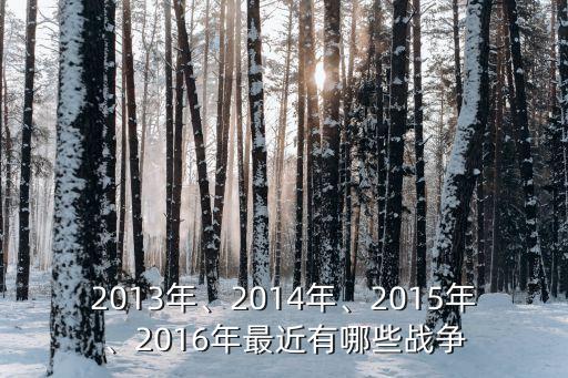 2013年、2014年、2015年、2016年最近有哪些戰(zhàn)爭(zhēng)