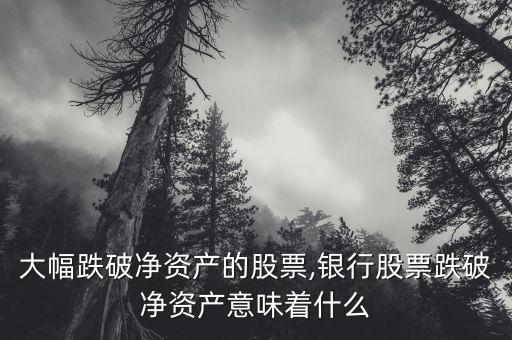 港股大幅跌破凈資產的股票,銀行股票跌破凈資產意味著什么