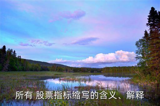 所有 股票指標(biāo)縮寫的含義、解釋