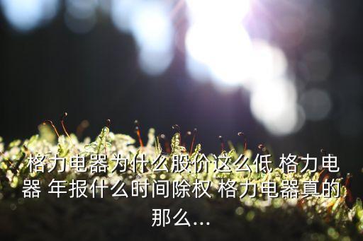  格力電器為什么股價這么低 格力電器 年報什么時間除權 格力電器真的那么...