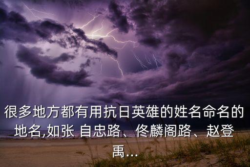 很多地方都有用抗日英雄的姓名命名的地名,如張 自忠路、佟麟閣路、趙登禹...